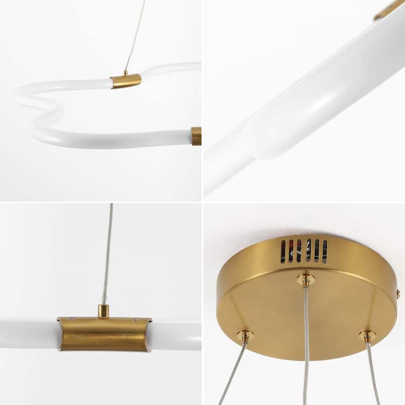 Vara 31.5" Contemporary Minimalist Metal/Acrylic Adjustable Dimmable Cloud Integrated LED Chandelier, by JONATHAN Y