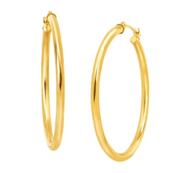 Just Gold 37 mm Polished Tube Hoop Earrings in 10K Gold