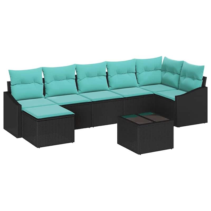 vidaXL 8 Piece Garden Sofa Set with Cushions - 113.6×48.6×27.2