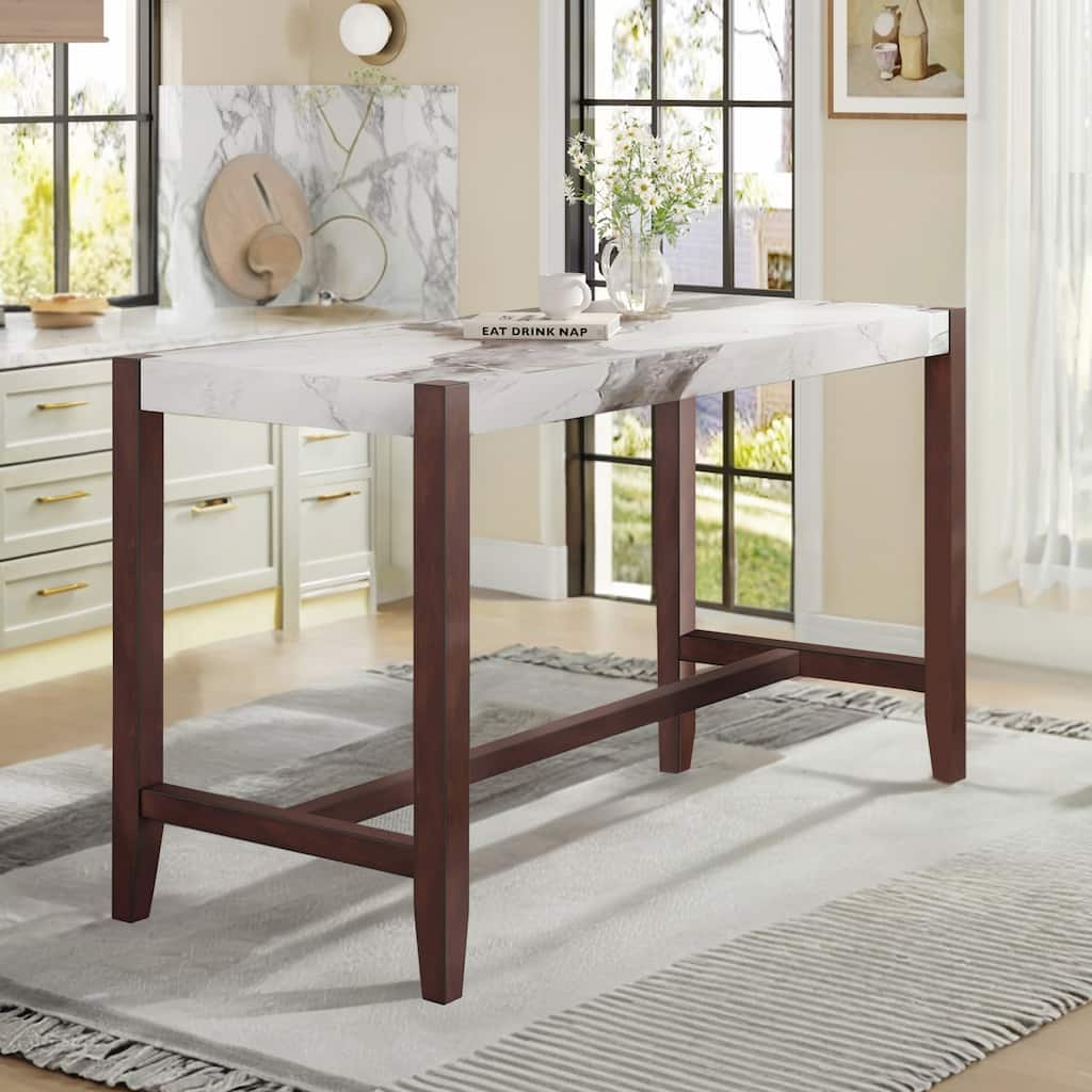 47.5 Inch Faux Marble Finish Counter Height Dining Table