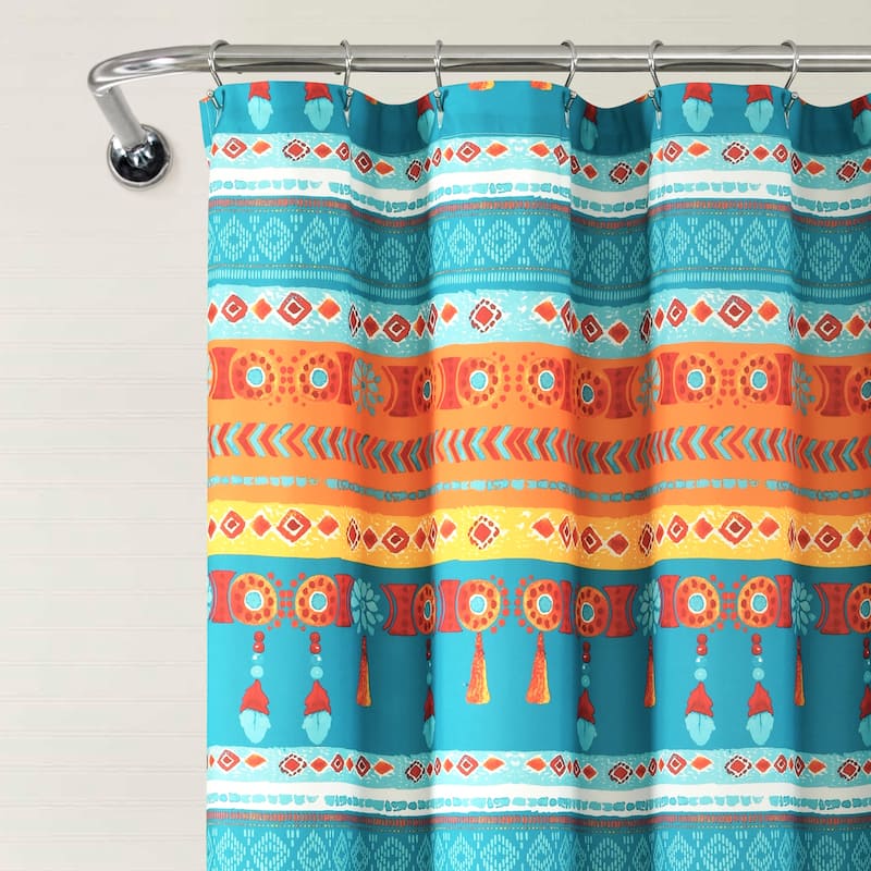 Lush Decor Boho Watercolor Border Shower Curtain