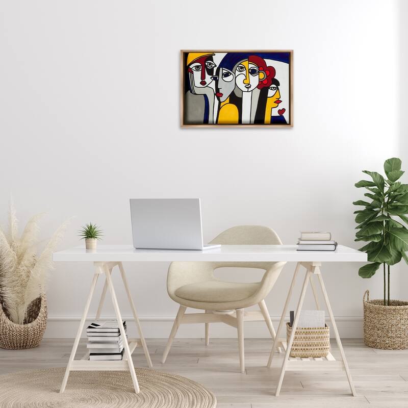 Stupell Primary Hues Faces Portrait Framed Floater Canvas Wall Art Design By Ruth Fromstein