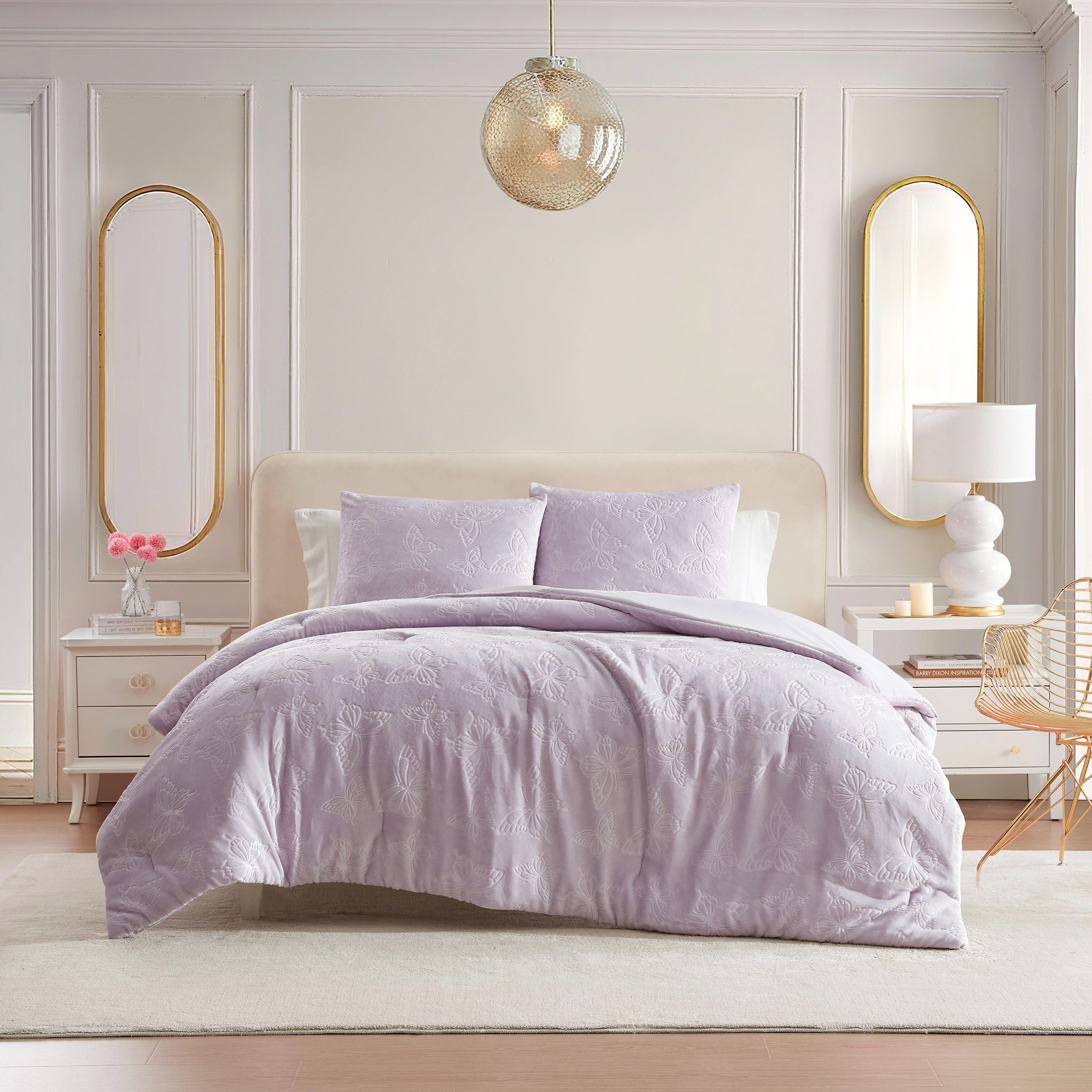 Betsey Johnson Butterfly Embossed Purple Comforter Set