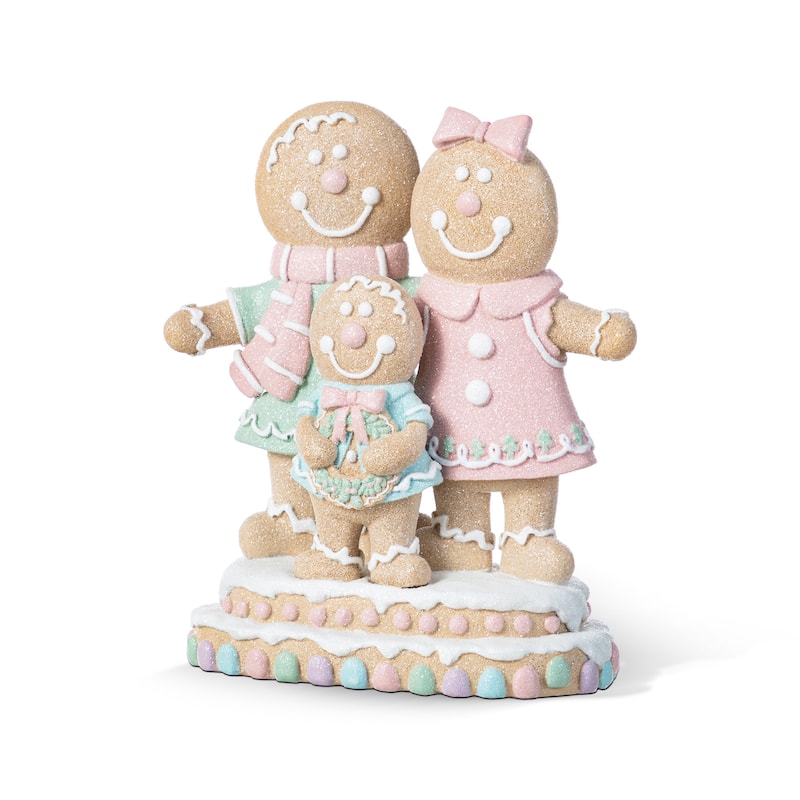 Glitzhome Resin Christmas Gingerbread Figurines Xmas Table Decor for Party Mantel Shelf Sitter