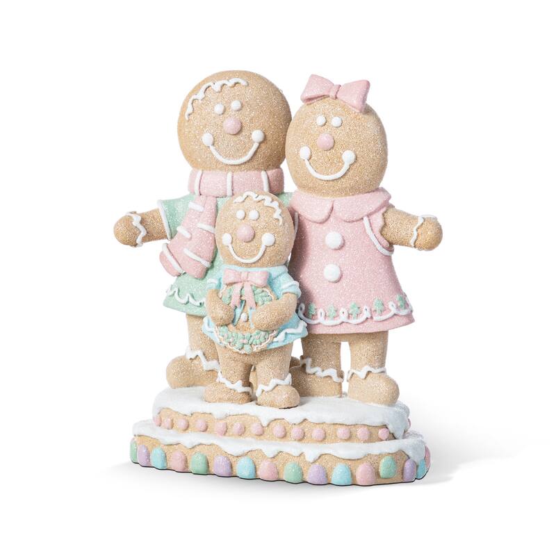 Glitzhome Resin Christmas Gingerbread Figurines Xmas Table Decor for Party Mantel Shelf Sitter