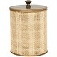 preview thumbnail 3 of 4, Beige Metal Handmade Woven Living Room Decorative Jars with Bronze Metal Lids (Set of 3)