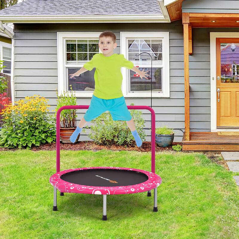 Costway 36'' Kids Trampoline Rebounder W/Full Covered Handrail & Pad