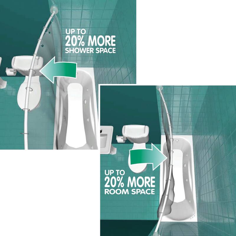 Croydex Curved Chrome Space Saver Shower Curtain Rod, Adjustable Length with Durable Stainless Steel, extends 60 Inches