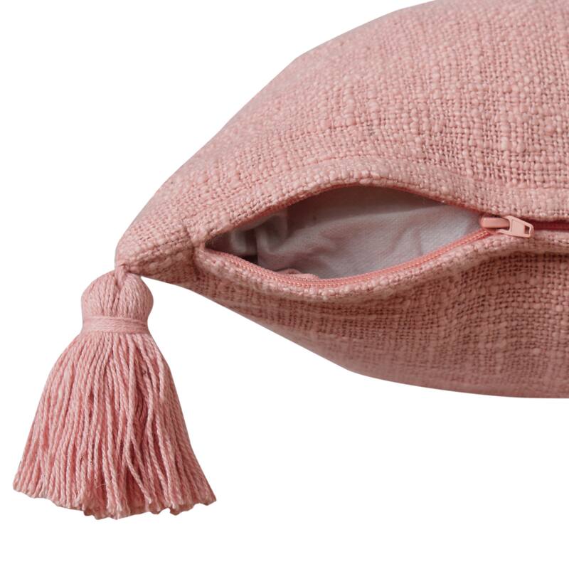 Sevita Solid Cotton Throw Pillow with Tassels