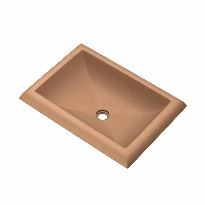 Montecito NativeStone and Concrete Drop-in Bathroom Sink - 21.5" x 15.5" x 5.25" - Terracotta