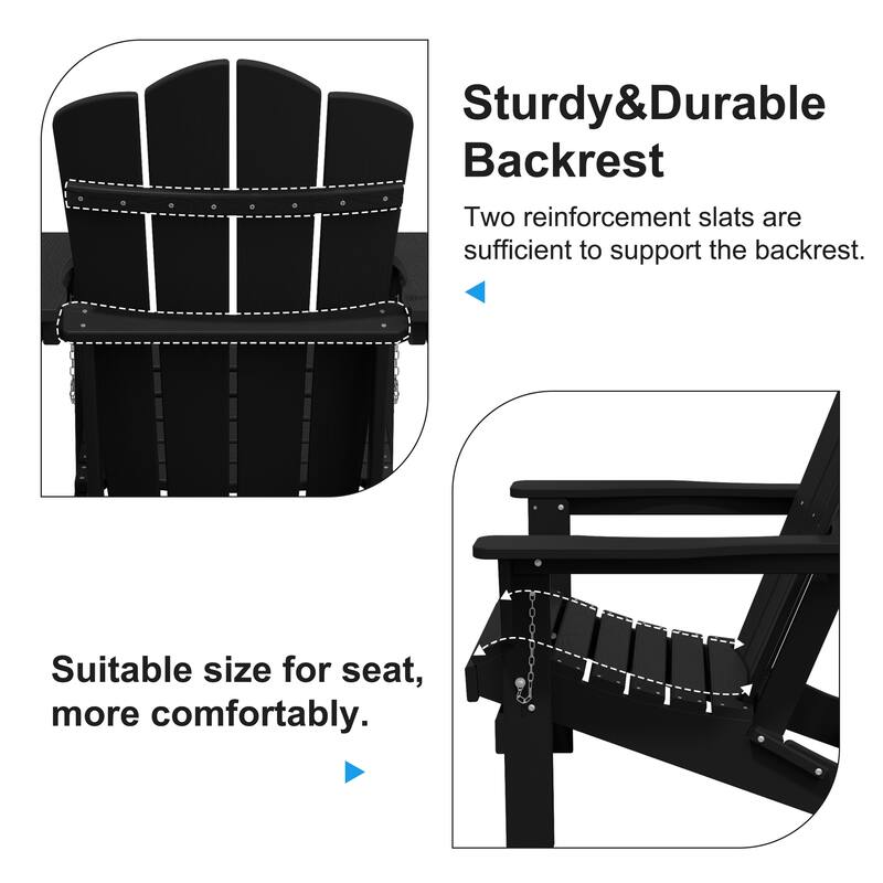 Plastic Folding Outdoor Patio Adirondack Chair With Slat Seat