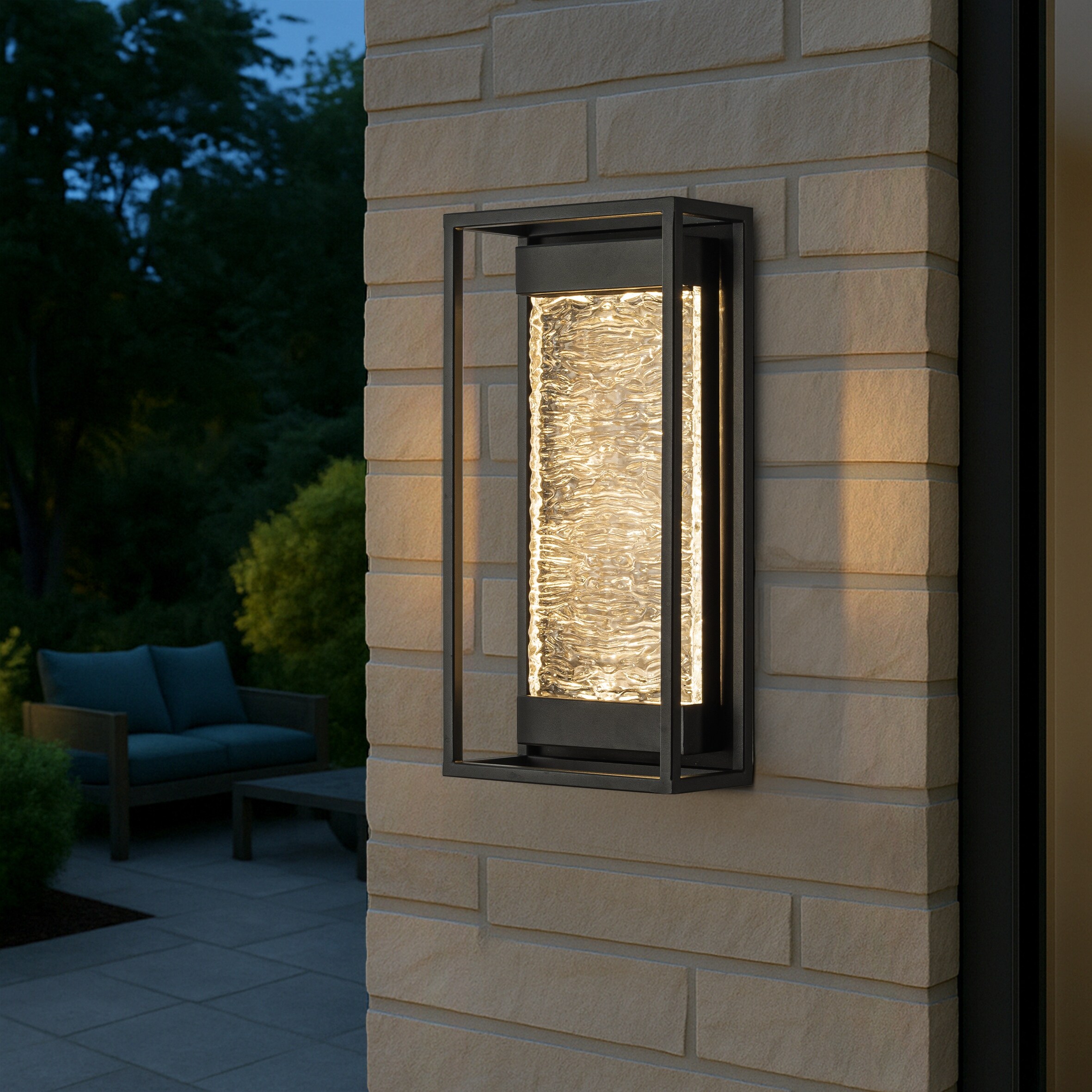 AloaDecor Modern Dusk to Dawn Sensor Matte Black LED Light Fixture