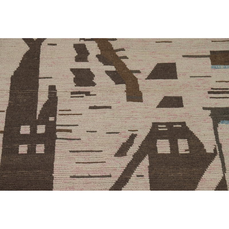 Abstract Moroccan Modern Area Rug Handmade Wool Carpet - 8'0" x 11'11"