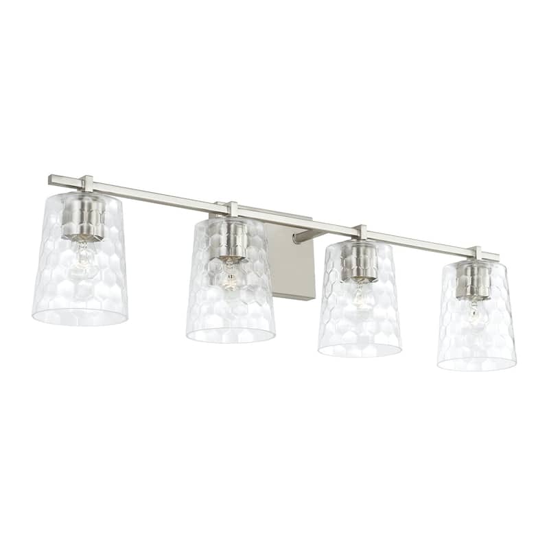 4-light 32.75-inch Bath/ Vanity Fixture w/ Clear Honeycomb Glass