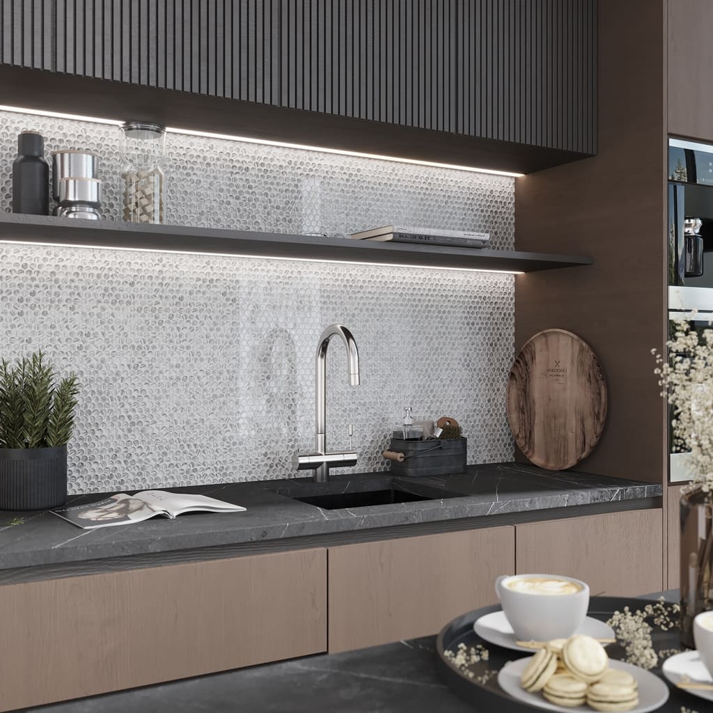 Apollo tile 12" x 12" Majeste Glossy Silver Glass Tile (10.34 sq ft/case) - 10 Pack