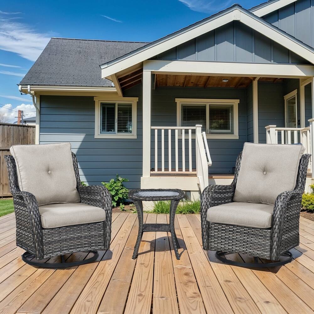 Outdoor Swivel Rocker Patio Chairs with Table Set of 2