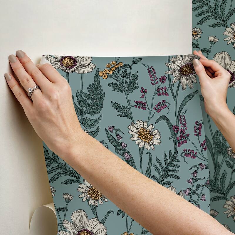 Spring Meadow Blue Peel and Stick Wallpaper