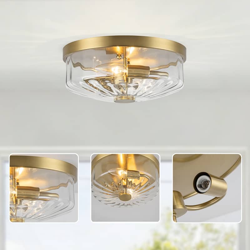 Starsky 2-Light Textured Glass Drum Flush Mount