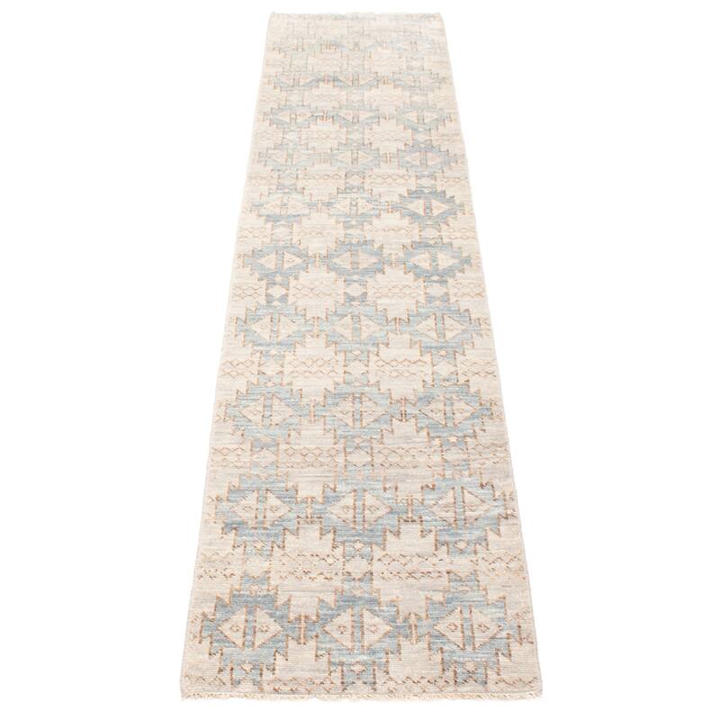 ECARPETGALLERY Hand-knotted Mystique Light Grey Wool Rug - 2' 7" x 11' 11"