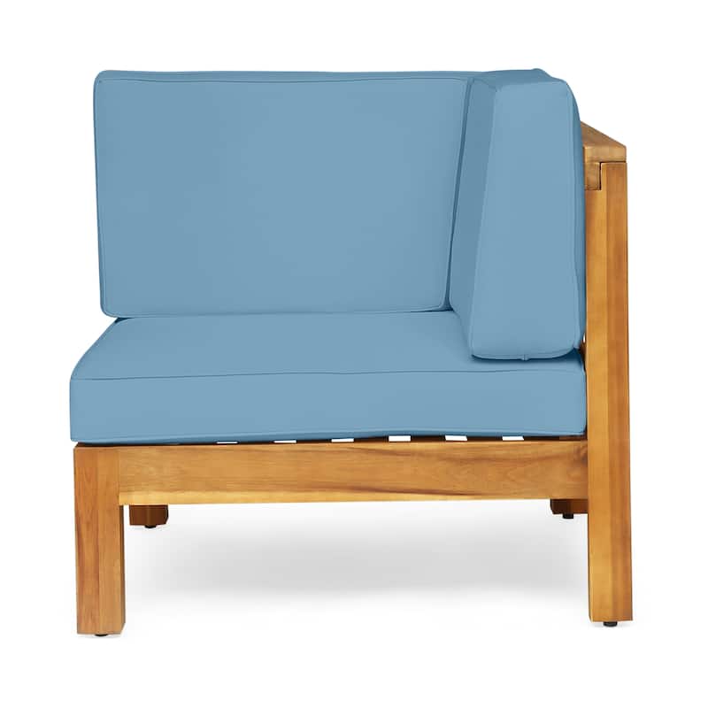 3 Seater Outdoor Acacia Wood Patio Sofa with Water Resistant Cushions
