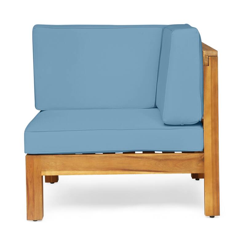 Roomfitters Outdoor X-Back Loveseat with Acacia Wood Frame and Weather-Resistant Cushions