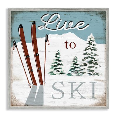 Stupell Live To Ski Rustic Snow Sports Rustic Cabin Framed Wall Art