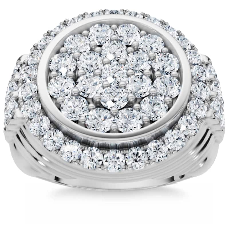 3Ct Diamond Ring Mens Round Flashy Polished Wedding Band in White or Yellow Gold