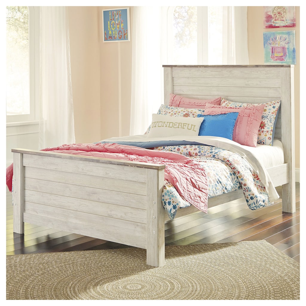 Signature Design By Ashley Willowton Whitewashed Woodgrain Full Panel Bed
