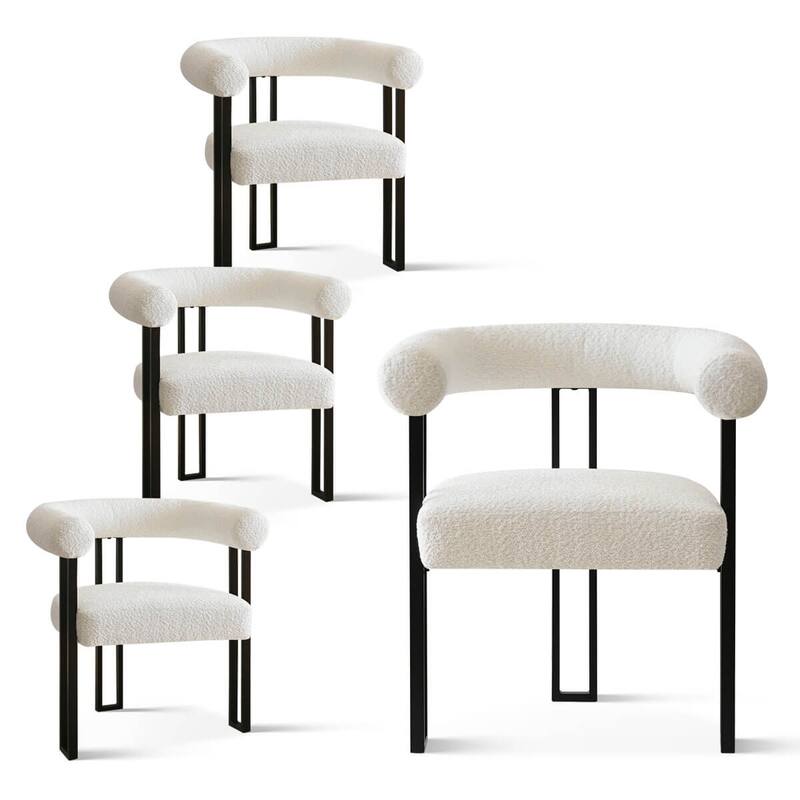 Fabric Arm Chair in Beige (Set of 4)