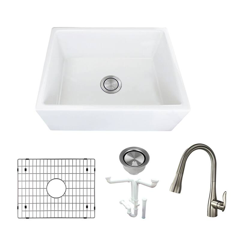 Transolid KF-FUSB241810 Porter 24" Farmhouse Single Basin Fireclay - White