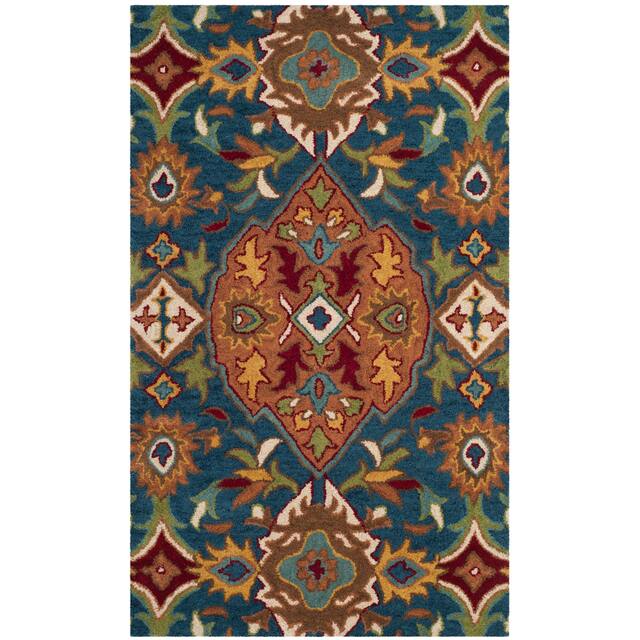 SAFAVIEH Heritage Oriental Hand-tufted Wool Area Rug - 2'3" x 4' - Camel/Blue