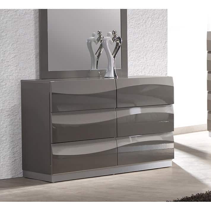 Somette 4-piece Devlin Grey Glossy King-size Bedroom Set