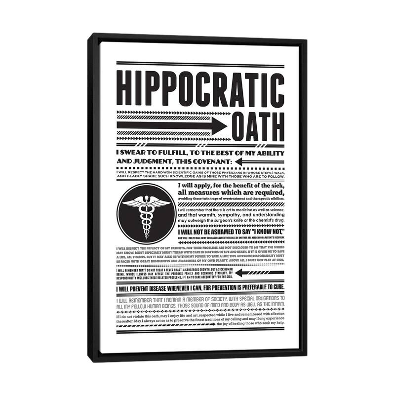 iCanvas "Hippocratic Oath" by Benton Park Prints Framed Canvas Print - Black - 40x26