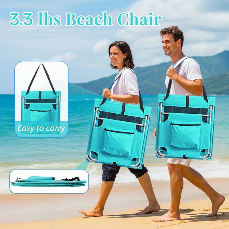 Foldable Beach Lounger, Lightweight Beach Mat Lounge Chair with Breathable Mesh Back