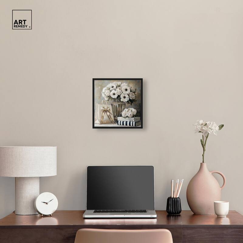 Elegant Flowers Books Neutral Canvas by Art Remedy