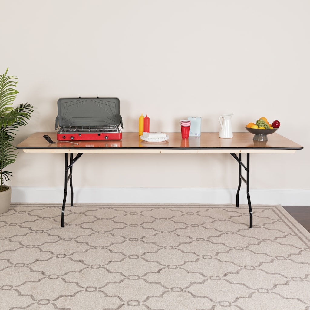 Natural Wood Folding Table - 30"W x 96"D x 30.25"H - 30"W x 96"D x 30.25"H