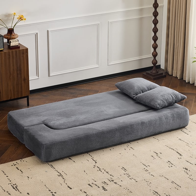 Transformable Sectional Sofa with 3 Ottoman Stools - Supportive Foam Fold-Out Bed, Compact Chenille Lounger