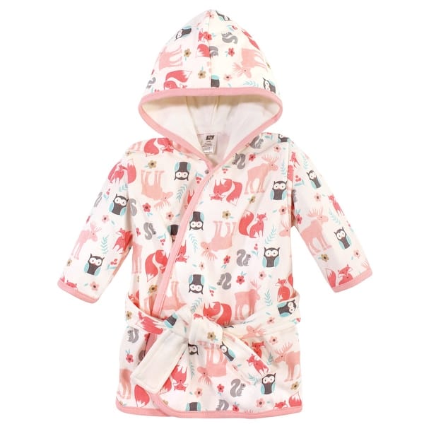 slide 1 of 1, Hudson Baby Infant Girl Cotton Rich Bathrobe, Girl Forest, 0-9M - Girl Forest - 0-9 Months 0-9 Months - Girl Forest