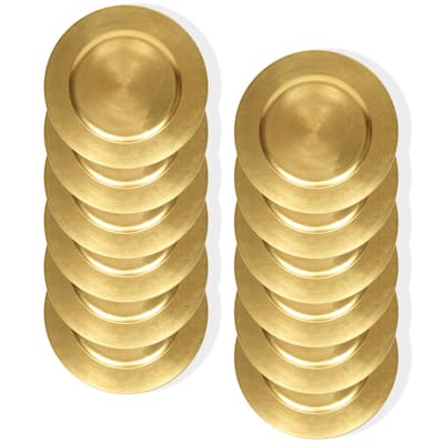 Gold Round Charger Plate 13" Set of 12 - 13" Dia x 0.5" H