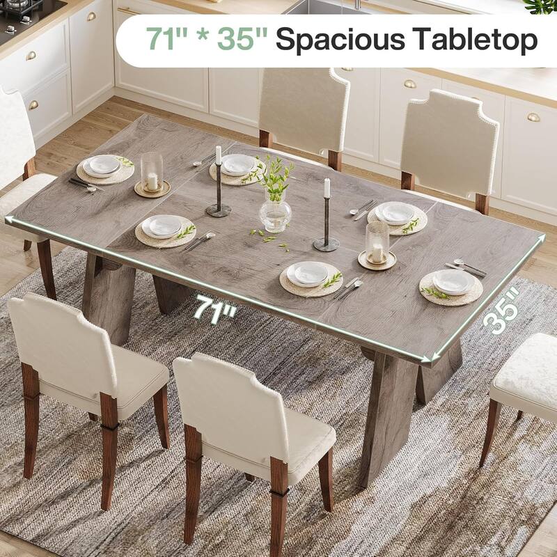 71" Large Farmhouse Dinning Table, Rectangular Dining Table for 6