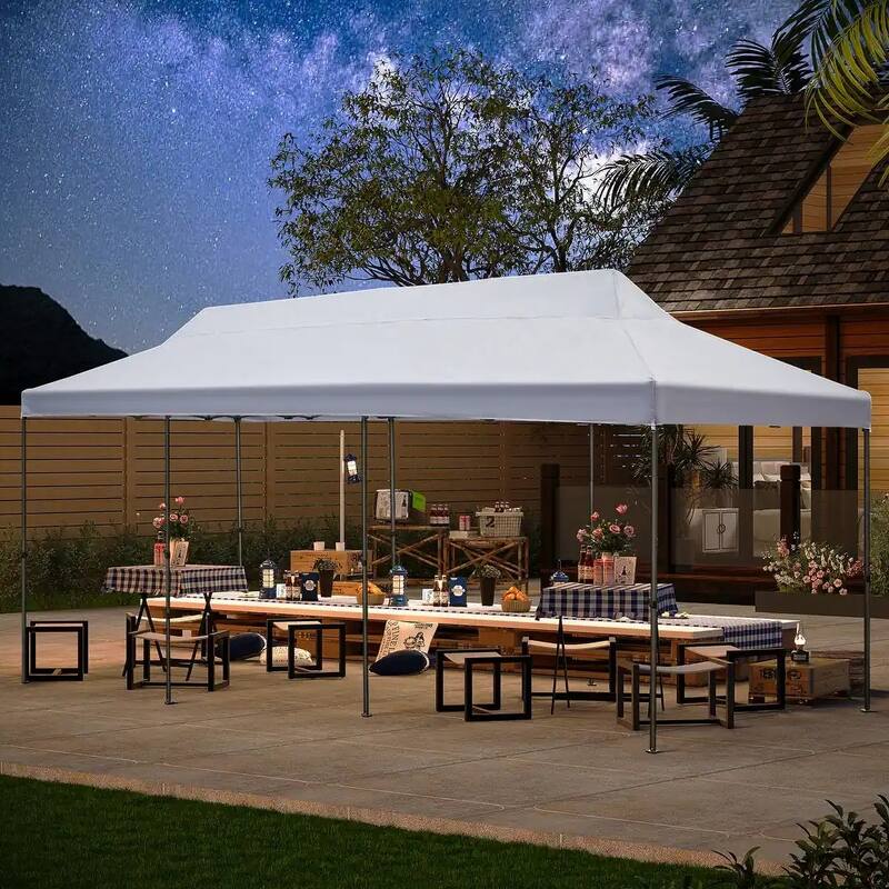 EROMMY Commercial-Grade Instant Canopy Tent – Features Roller Bag, Sandbags, Wind Ropes, and Ground Stakes - White