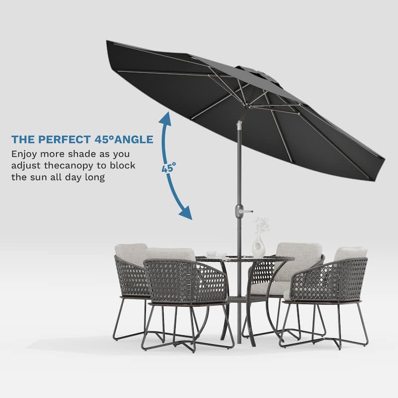 Patiowell 9 FT Outdoor Patio Umbrella, Outdoor Table Umbrella, Yard Umbrella, Market Umbrella with Push Button Tilt and Crank