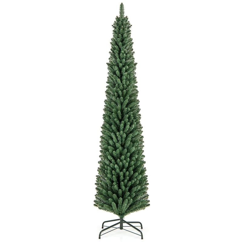 Gymax 7/8 FT Pencil Christmas Tree Artificial Xmas Tree w/ 523/671 - See Details