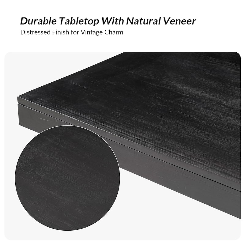 Pawel 86" Farmhouse Double Pedestal Dining Table with Two Built-in Divided Drawers by HULALA HOME