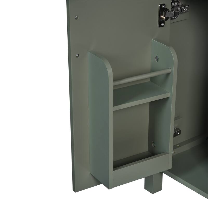 Roomfitters 24-Inch Bathroom Vanity with Ceramic Sink, 1 Soft Close Door, 2 Soft Close Drawers, and Double Storage Racks