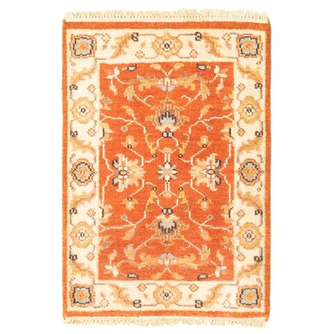ECARPETGALLERY Hand-knotted Finest Agra Jaipur Dark Copper Wool Rug - 2'0 x 3'0