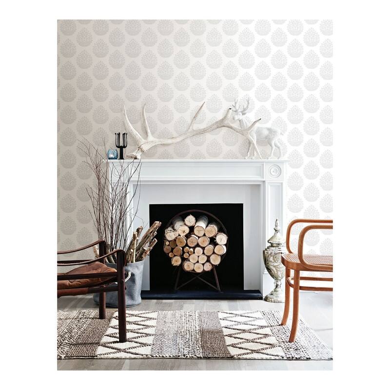 Chesapeake Totem Light Grey Pinecone Wallpaper - 20.5 x 396 x 0.025