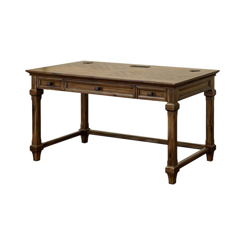 Traditional Wood Writing Desk, Office Desk, Storage Table, Brown