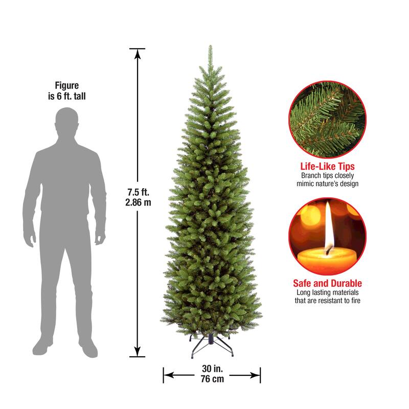 National Tree Company 7.5 ft. Kingswood Fir Pencil Slim Christmas Tree - 7.5 Foot
