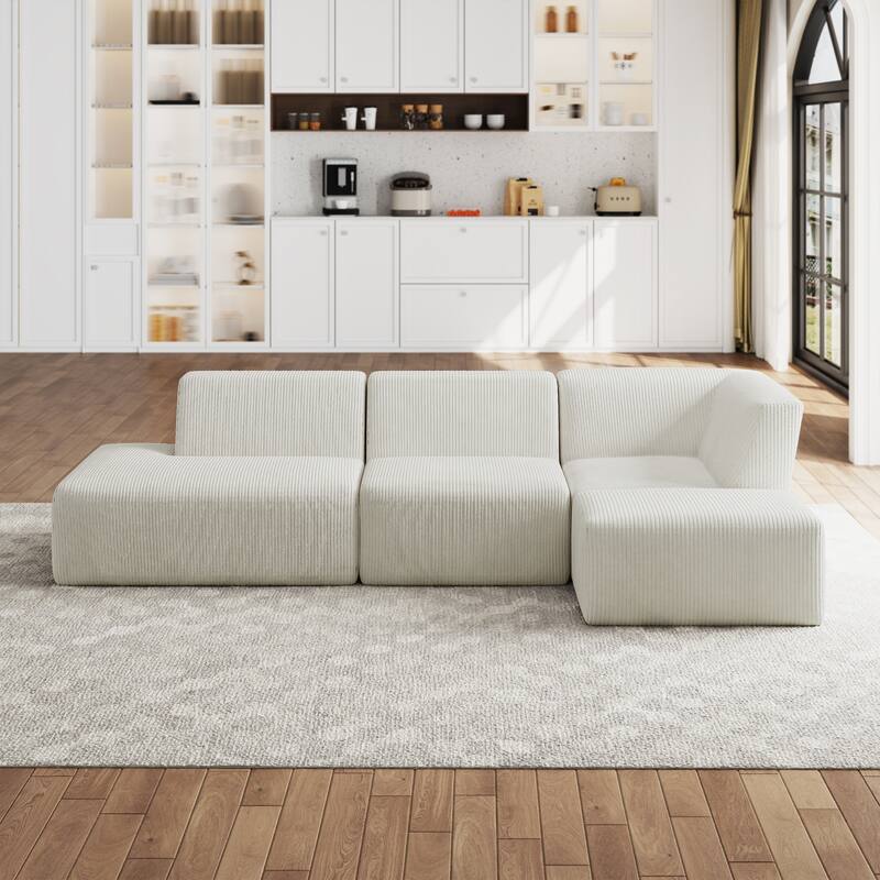 Oversized Corduroy Modular Sectional Fabric Sofa Set